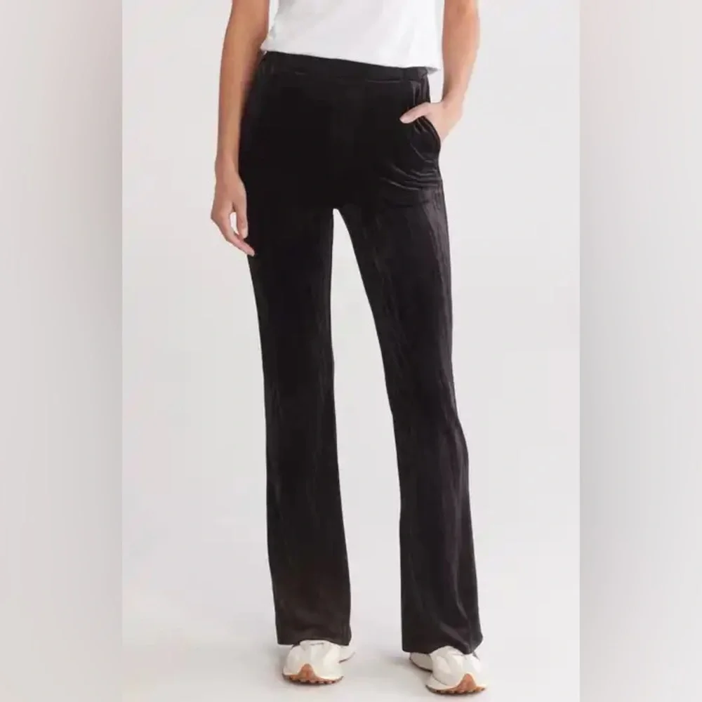 NWT Free people movement black‎ velvet  flare pants velour